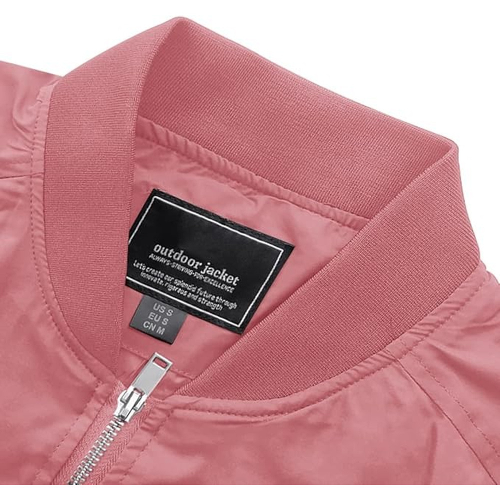Men's Bomber Lightweight Jacket-Spring Fall Casual Thin Full Zip Gray Pink L - Picture 3 of 6